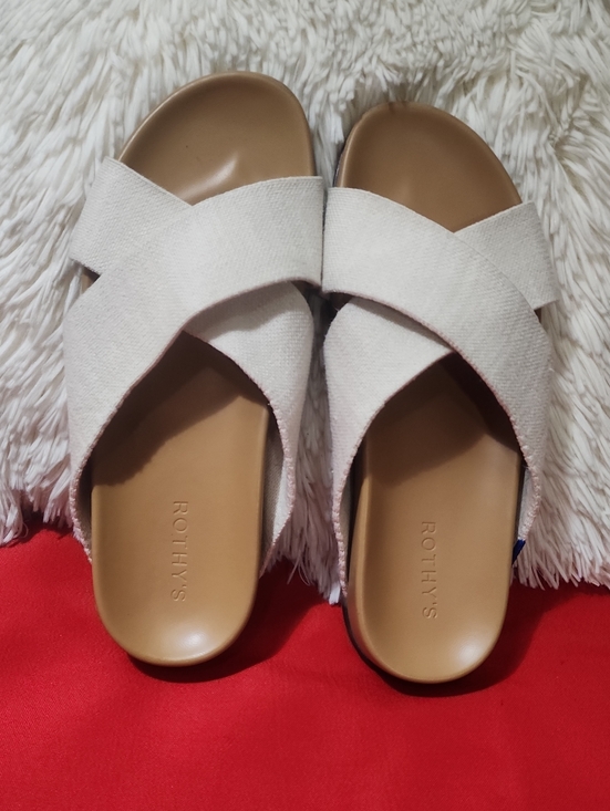 Rothy's Shoes - Rothy's The Weekend Cream Crossband Slide Sandals